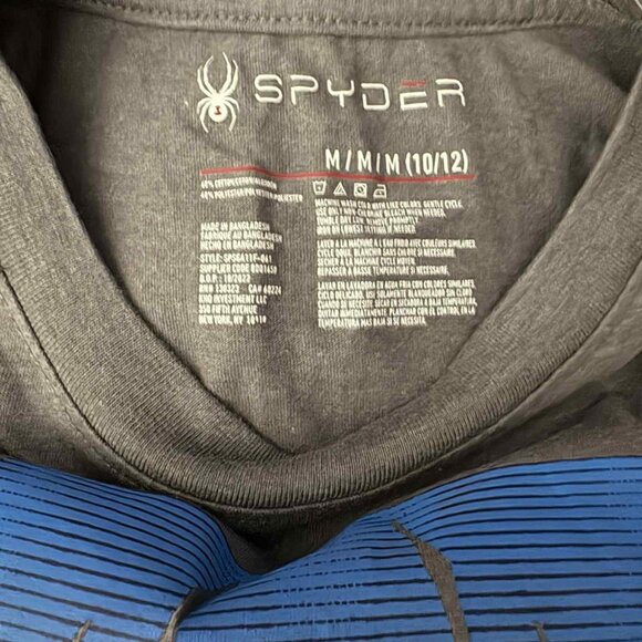 NWT Spyder Boys Graphic Tee Size M (10/12) Dark Heather Gray Red & Blue Logo - Picture 5 of 5